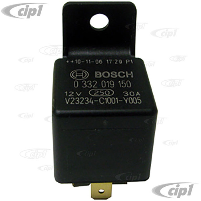 BOS-0-332-019-150 - GENUINE BOSCH - RELAY - 12 VOLT/40 AMP MULTI PURPOSE 5 TERMINAL RELAY- VARIOUS APP. - FUEL PUMP TYPE-3 68-73 - REAR DEFROSTER FOR BEETLE/GHIA/TYPE-3 67-79 (SEE VWC-171-937-503 FOR ALTERNATE)