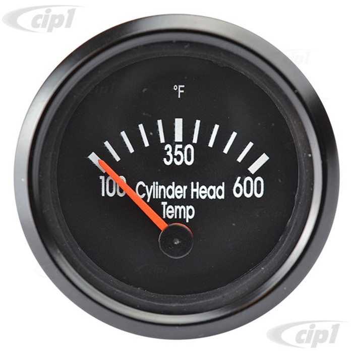 C10-310-901-T2 - 310901 - CIP1 EXCLUSIVE - BLACK FACE COCKPIT (VDO STYLE)  CYLINDER HEAD 600F TEMP GAUGE KIT - 52MM 2-1/16 INCH - WITH 6.6MT (21.5  FOOT) WIRING HARNESS & 14MM SPARK