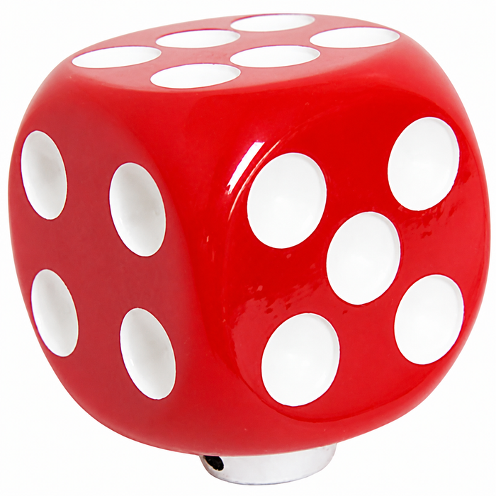 C11-70013 - DICE SHIFT KNOB - RED 1-7/8 X 1-7/8 INCH - FITS 7-10-12MM THREADS - SOLD EACH
