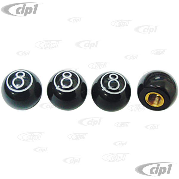 coppi☺︎　0922 C11-70022 - 8 BALL VALVE STEM CAPS - BLACK WITH WHITE SCRIPT - 7/8