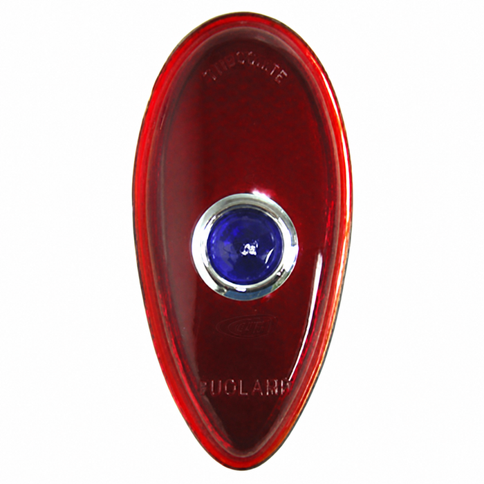 C11-A5005 - 38-39 TAIL LIGHT REPLACEMENT RED GLASS LENS WITH BLUE DOT - SOLD EACH