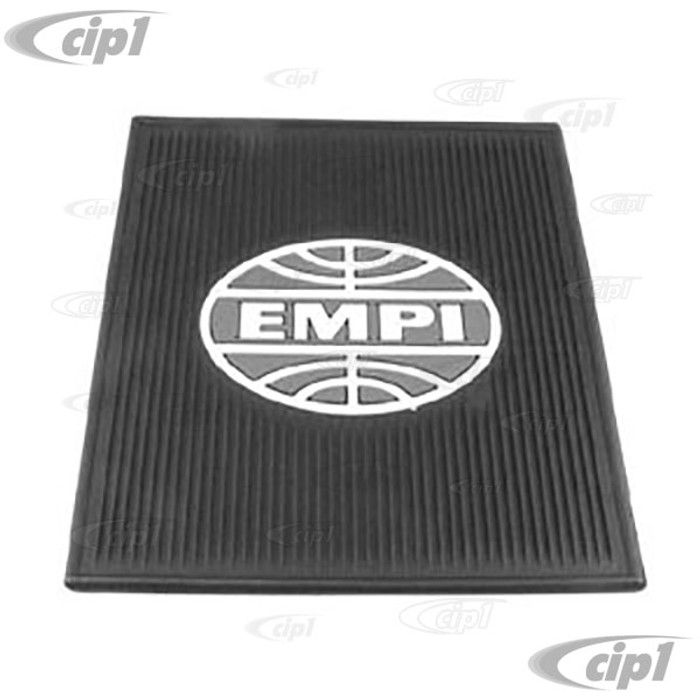 C13-15-2000 - EMPI LOGO FLOOR MATS 2PC REAR ALL BEETLES -BLACK WITH BLUE & WHITE LOGO