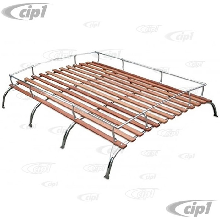 C13-15-2011-4SS - CIP1 EXCLUSIVE - STAINLESS STEEL 4 BOW VINTAGE STYLE ROOF RACK WITH ROSE COLORED WOOD BOWS - KNOCK-DOWN STYLE AND SHIPPABLE BY UPS - BUS 52-79  - SOLD EACH