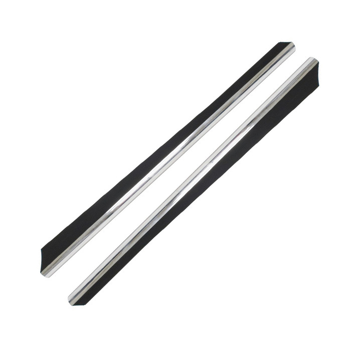 C13-15-3018-0 - BILLET LOOK ALUMINUM RUNNING BOARDS - SATIN BLACK WITH POLISHED EDGE - VINTAGE STYLE - MOUNTING HARDWARE INCLUDED - BEETLE 46-79 - SOLD PAIR