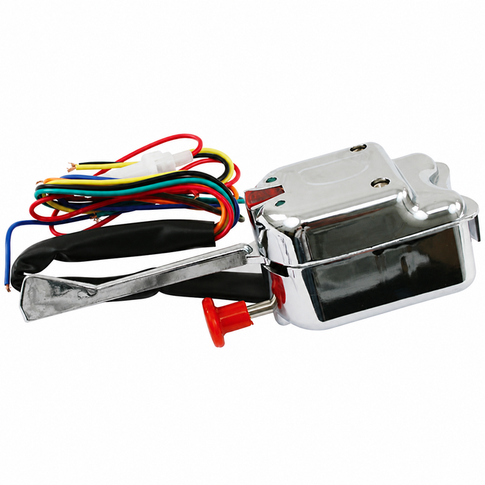 C13-16-2101 - CHROME COLUMN MOUNT UNIVERSAL TURN SIGNAL SWITCH FOR KIT CAR OR DUNE BUGGY - MOUNTS TO ROUND  SURFACE - SOLD EACH