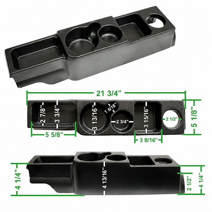 C13-16-9550 - EMPI - BLACK ABS PLASTIC CENTER STORAGE CONSOLE - BEETLE 49-79 - GHIA 56-74 - TYPE-3 62-73 - SOLD EACH