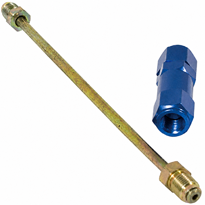 C13-17-2935 - EMPI - 2 PSI METRIC RESIDUAL PRESSURE VALVE WITH 7 INCH HARD LINE - 10X1.0 METRIC AND BOTH ENDS - ALUMINUM - SOLD EACH
