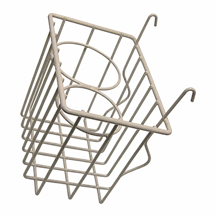 C13-18-1069 - EMPI - WHITE STOW AWAY BASKET AND CUP HOLDER - CLIPS ONTO DASH - BUS 52-67 - SOLD EACH