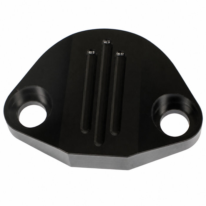 C13-18-1091 - EMPI - BLACK ANODIZED BILLET FUEL PUMP BLOCK OFF WITH HARDWARE - ALL 1600CC BEETLE STYLE ENGINES - SOLD EACH