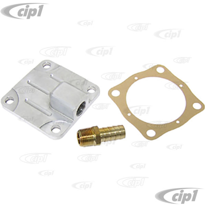 C13-31-2942 - EMPI BRAND - BILLET OIL PUMP COVER - WITH FULL FLOW OUTLET AND FITTING - ALL BEETLE STYLE ENGINES