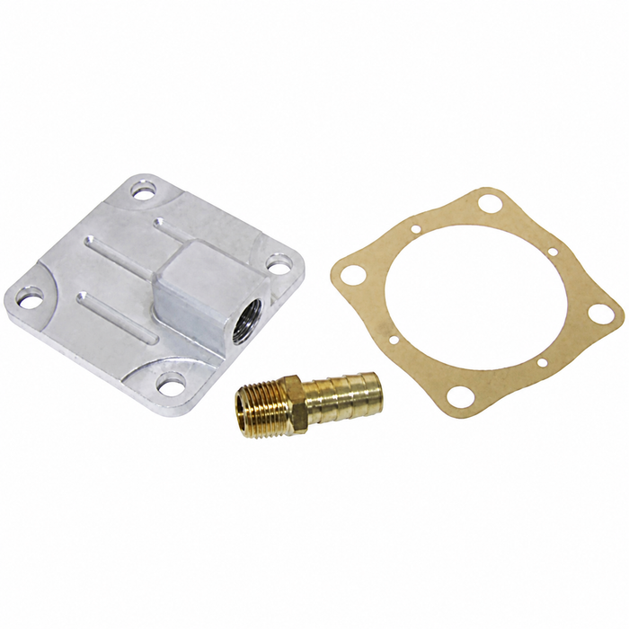 C13-31-2942 - EMPI BRAND - BILLET OIL PUMP COVER - WITH FULL FLOW OUTLET AND FITTING - ALL BEETLE STYLE ENGINES