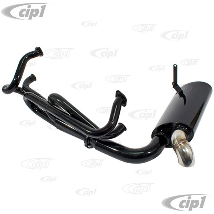 C13-3257 - EMPI - 1-1/2 INCH BLACK (PAINTED) STEEL SIDEFLOW/SIDEWINDER MERGED EXHAUST SYSTEM (FOR STANDARD SLIP JOINT J-TUBES/HEATER BOXES) - BUS 68-71 - SOLD EACH