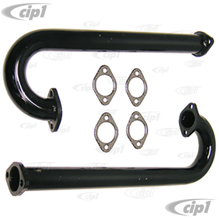 C13-3422 - 1-5/8 INCH FLANGED J-PIPES - BLACK - ALL BEETLE STYLE ENGINES - SOLD PAIR WITH FLANGES & GASKETS