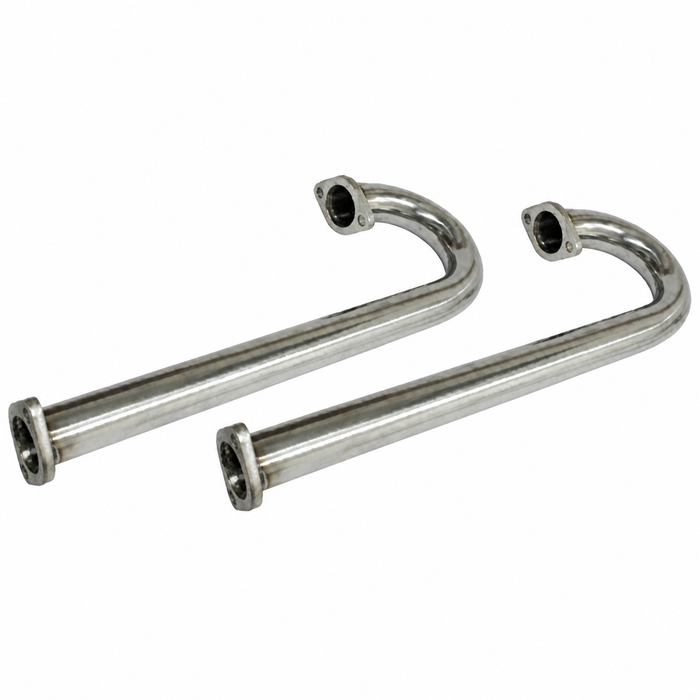 C13-3755 - EMPI - STAINLESS STEEL FLANGED 1-1/2 INCH J-TUBES - ALL BEETLE & BUS 1600CC STYLE ENGINES - SOLD PAIR