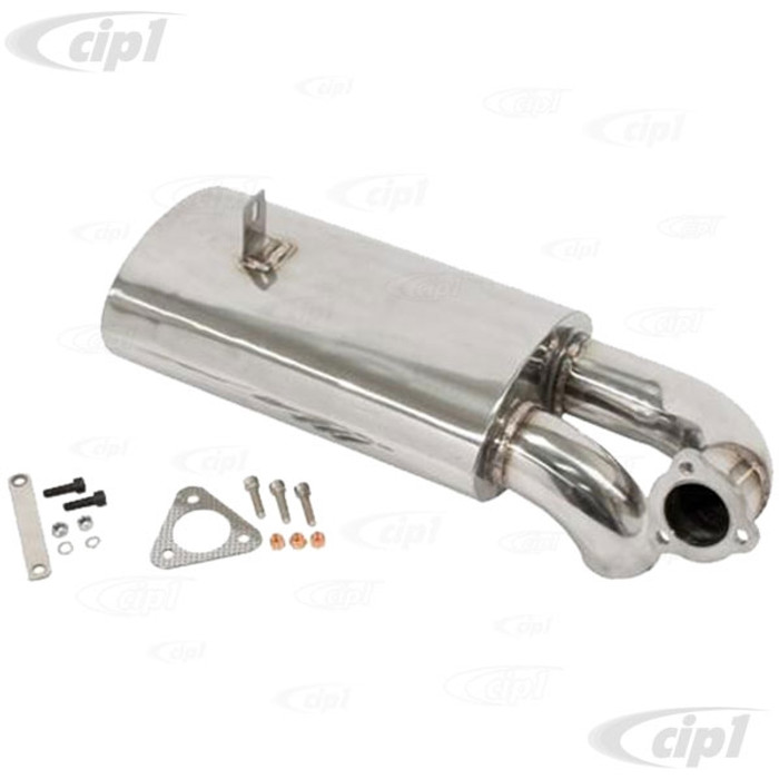 C13-3764 - EMPI - REPLACEMENT STAINLESS STEEL SIDE FLOW MUFFLER (FOR C13-3762 SYSTEM) BEETLE ENGINE - SOLD EACH