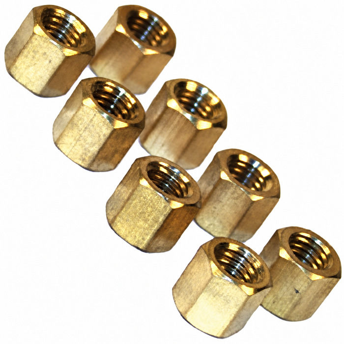 C13-43-6051 - BRASS EXHAUST / INTAKE NUTS 11MM O.D. X 8MM THREAD - SET OF 8 PIECES