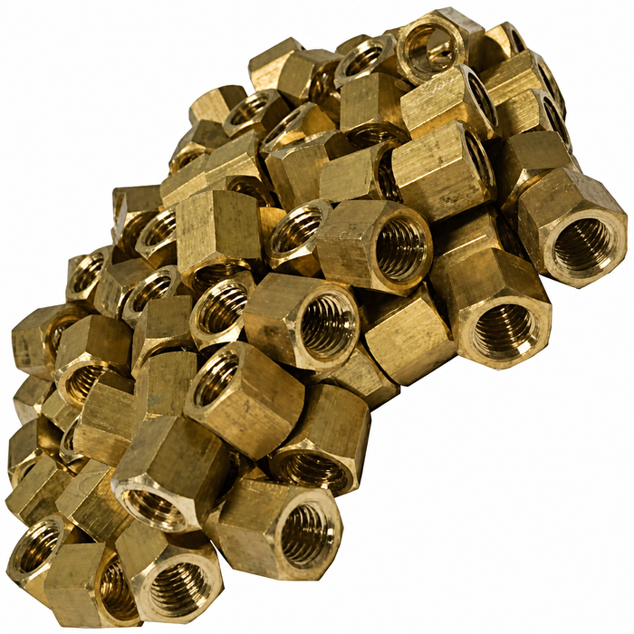 C13-43-6051-B - BAG OF 100 - BRASS EXHAUST / INTAKE NUTS 11MM O.D. X 8MM THREAD - SOLD BAG OF 100