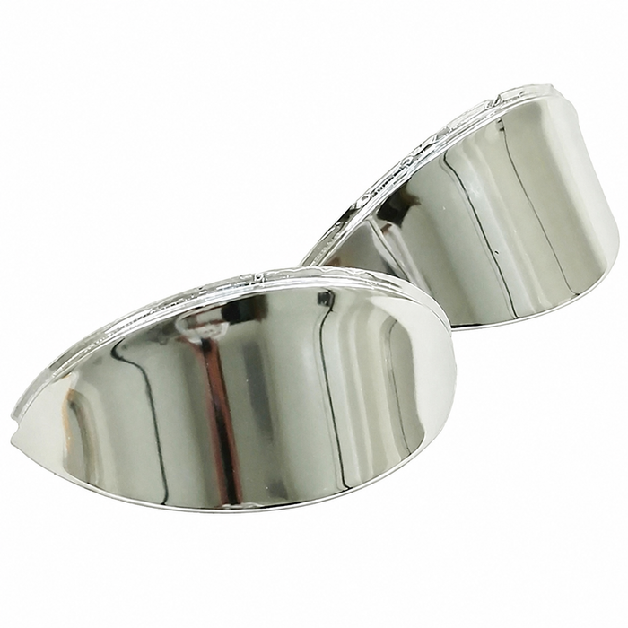 C13-6458 - EMPI - SMOOTH STAINLESS STEEL EYEBROWS - ALL MODELS BEETLE / GHIA / T-3 / BUS - SOLD PAIR