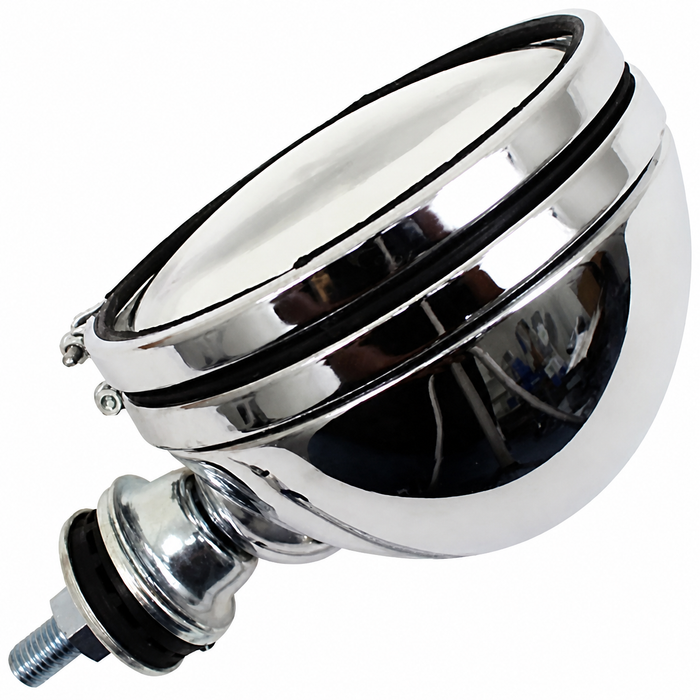 C13-9310 - EMPI - CHROME 12 VOLT OFF-ROAD LIGHT WITH H3/100 WATT BULB- 6 INCH - MOUNTING HARDWARE INCLUDED - SOLD EACH