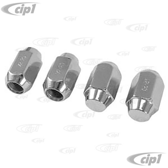 C13-9535 - CHROME ACORN LUG NUTS  1/2-20 INCH THREADS (FIT MOST COMMON CUSTOM STEEL RIMS)  4 PIECE SET