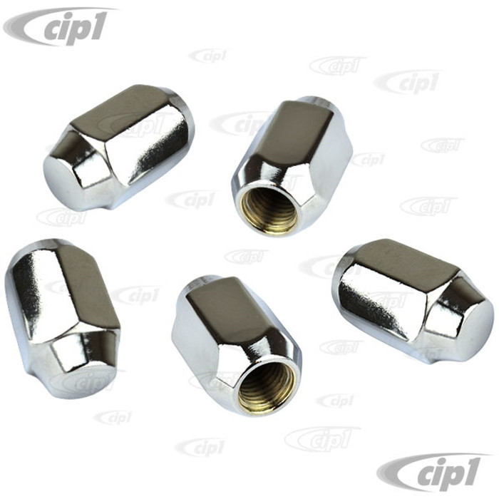 C13-9537 - CHROME ACORN WHEEL NUTS WITH 12MM-1.5 THREADS (FIT MOST COMMON CUSTOM STEEL RIMS) 5 PIECE SET