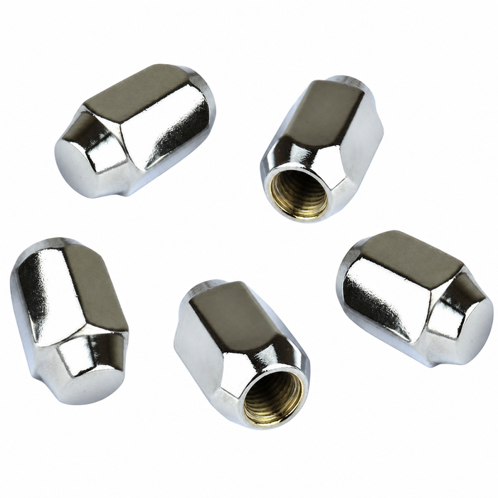 C13-9537 - CHROME ACORN WHEEL NUTS WITH 12MM-1.5 THREADS (FIT MOST COMMON CUSTOM STEEL RIMS) 5 PIECE SET