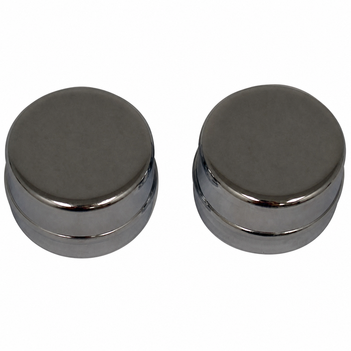 C13-9622 - EMPI - CHROME CENTER CAPS FOR SPINDLE MOUNT WHEELS - FITS INTO 2 INCH WHEEL OPENING - SOLD PAIR
