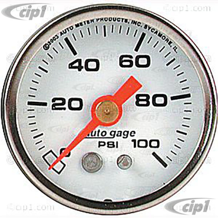 C14-2177 - AUTOMETER - AUTO-GAGE - FUEL PRESSURE GAUGE 0-100 PSI WHITE - 1-1/2 IN. (38MM) - ALL SALES FINAL - NO RETURNS