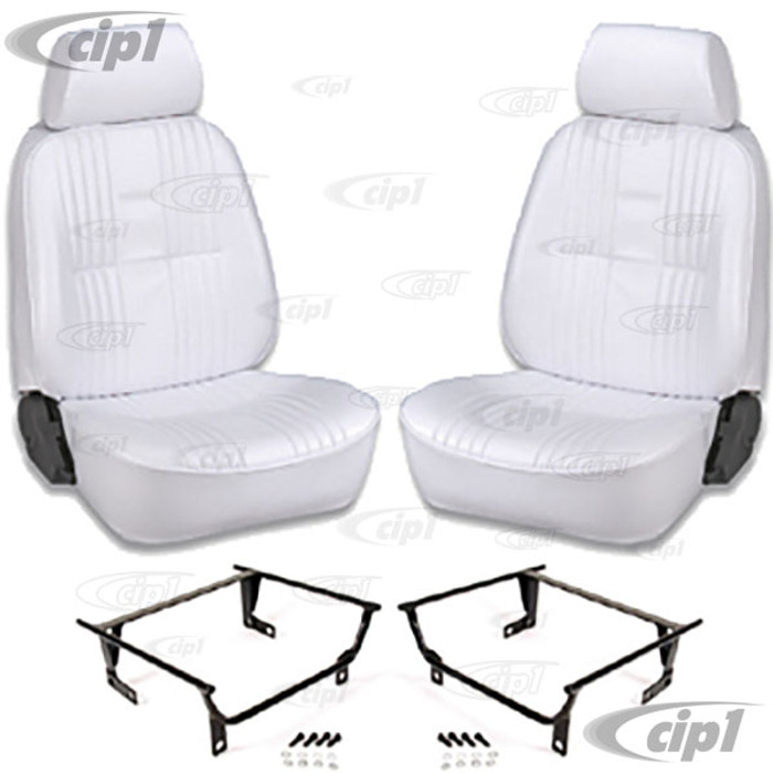C15-80-1300-53-WA - SCAT PRO 90 RECLINER SEATS WITH HEADREST - WHITE VINYL - LEFT & RIGHT - WITH MOUNTING  ADAPTERS (SPEC.YEAR/MODEL) - SOLD PAIR