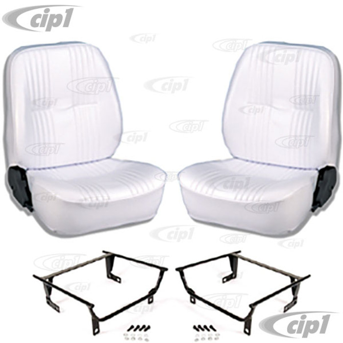C15-80-1400-53-WA - SCAT LOWBACK RECLINER SEATS W/O HEADREST - WHITE VINYL-W/ADAPTERS (SPEC.YEAR/MODEL) PAIR - (A100)