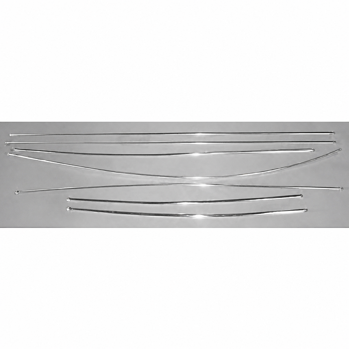 C16-111-111B - 111-898-111-B - 111898111B - GERMAN MADE - 7 PIECE BRIGHT ALUMINUM BODY MOLDING KIT - HOOD STRIP 39-1/4 INCH (18MMx999MM) - BEETLE 64-66 - 1963 ONLY W/O HOOD BADGE - SOLD KIT