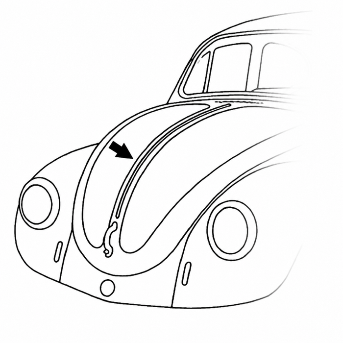 C16-113-505K - 113-853-505-K - 113853505K - FRONT HOOD CHROME STRIP 1040MM - STANDARD BEETLE 73-77 WITHOUT HOOD EMBLEM - SOLD EACH