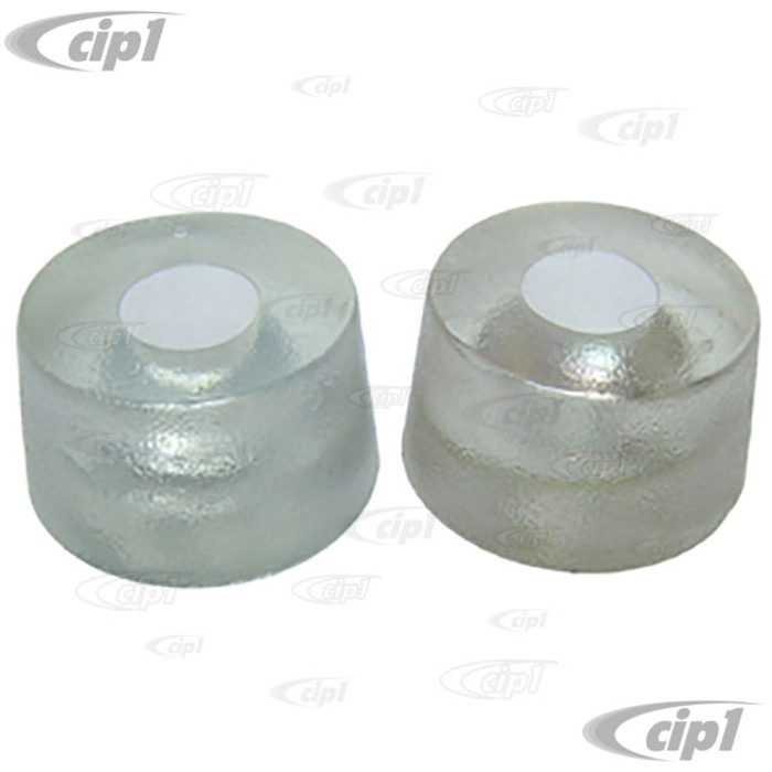 C16-113-553 - (113-885-553 113885553) GERMAN - PAIR OF REAR SEAT BUMP STOPS - CLOUDY CLEAR - BEETLE 58-77 (EXCEPT CONVERTIBLE) - SOLD PAIR