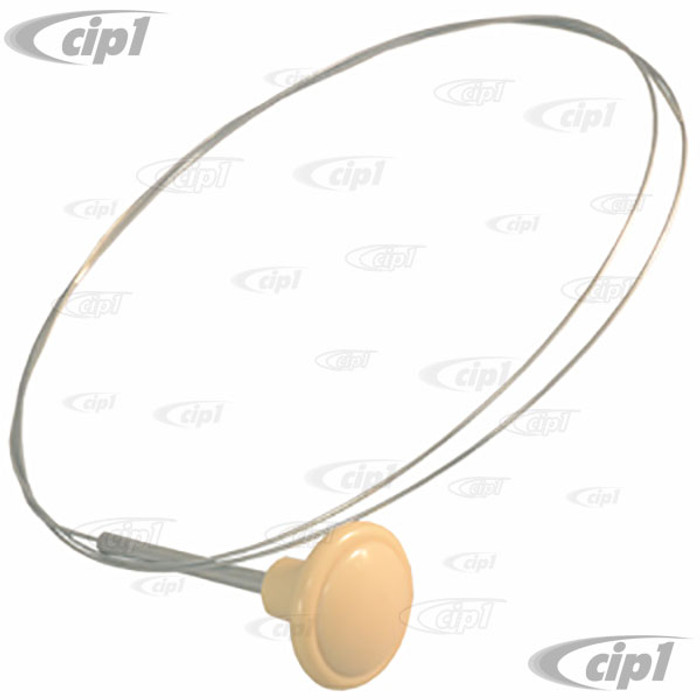 C16-143-531B-WH - (113-823-531 113823531) - FRONT HOOD RELEASE CABLE WITH IVORY KNOB - BEETLE 50-67 (DOES NOT FIT GHIA) - SOLD EACH