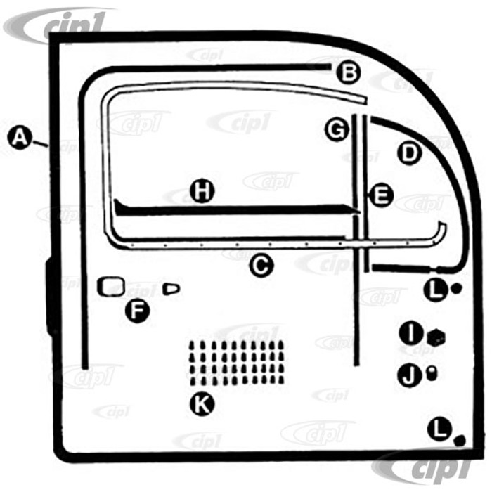 A48-8311-GER - COMPLETE DELUXE DOOR SEAL KIT FOR LEFT AND RIGHT DOORS - WITH GENUINE GERMAN OUTER DOOR SEALS AND GERMAN TRIM FRAMES - BEETLE 56-59 - SOLD KIT