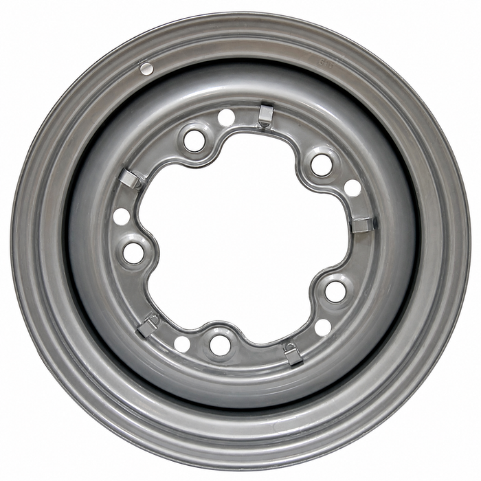 ACC-C10-6621-SMSL - STOCK SMOOTHIE 5X205MM 5 BOLT STEEL WHEEL - PAINTED SILVER - 15X5-1/2  (3-3/4 INCH BACK SPACING) HUBCAP SOLD SEPARATELY (1 INCH WIDER THEN STOCK CHECK CLEARANCE BEFORE ORDERING) - SOLD EACH