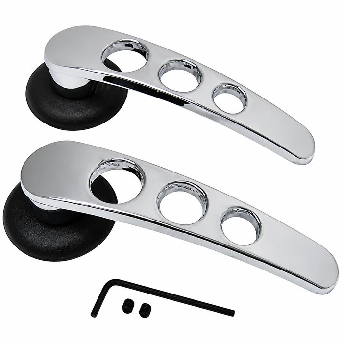ACC-C10-3432B - CUSTOM DOOR RELEASE HANDLES - CHROME WITH BLACK TRIM - BEETLE 46-66 - GHIA 56-63 - BUS 50-64. PAIR