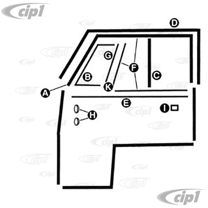 A48-8341-64-67 - COMPLETE DELUXE DOOR SEAL KIT - LEFT AND RIGHT (BOTH DOORS) WITH GOOD QUALITY BLACK SPONGE DOOR SEALS FROM EUROPE - BUS 64-67 - SOLD SET