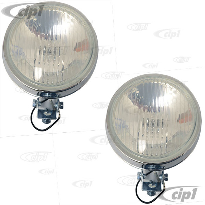 C24-111-941-100-CPR - 111941100 - PAIR OF 4 INCH FOG LIGHTS - CURVED CLEAR LENS WITH CHROME HOUSING (UNIVERSAL FIT) - SOLD PAIR