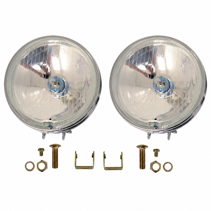 C24-111-941-120-CPR - PAIR OF 6 INCH FOG LIGHTS WITH H3 BULB - CLEAR LENS WITH CHROME HOUSING (UNIVERSAL FIT) - PAIR