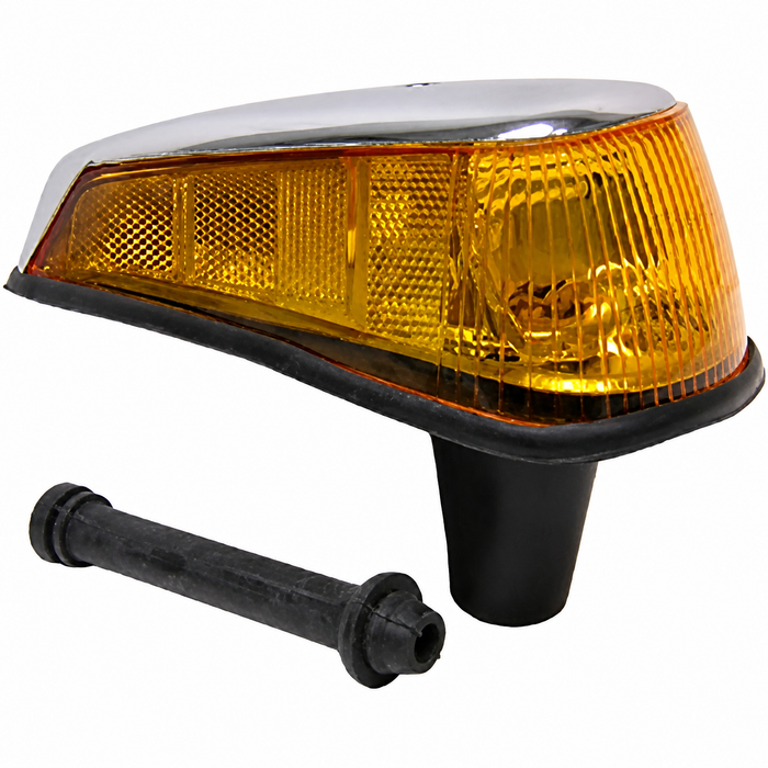 C24-113-953-042-N - 113953042N - ECONOMY REPRODUCTION - COMPLETE FRONT TURN SIGNAL ASSEMBLY WITH METAL HOUSING - AMBER LENS - RIGHT - SEAL INCLUDED - BEETLE 70-79 - SOLD EACH