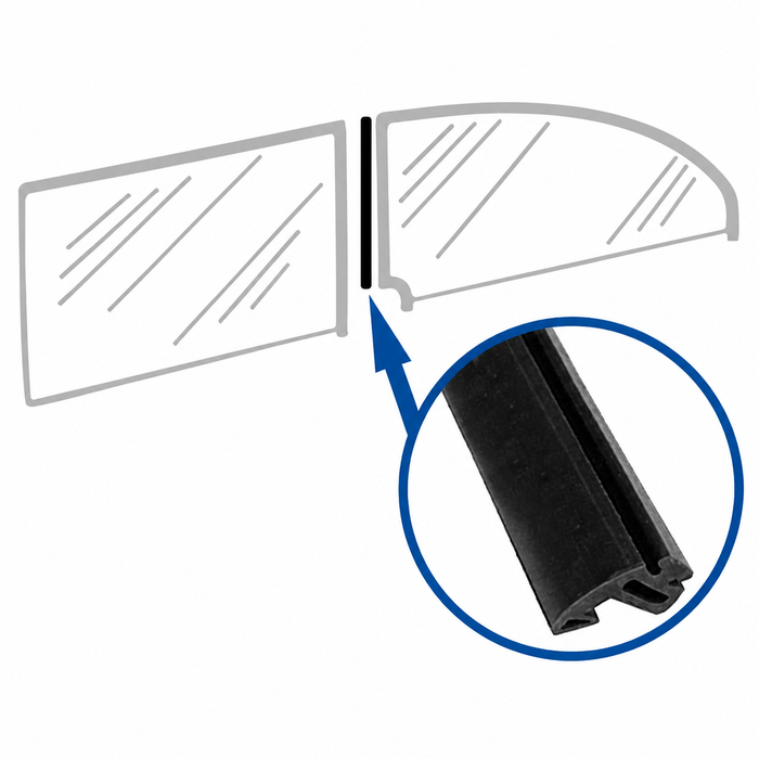 C24-151-847-341-A - 151-341A - 151847341A - GERMAN MADE - LEFT OR RIGHT QUARTER WINDOW UPRIGHT SEAL - SEALS TO FRONT DOOR W/FRAME - BEETLE CONVERTIBLE 50-79 - SOLD EACH