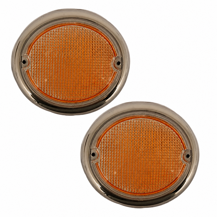 C24-211-953-161-2B - 211953161B - EXCELLENT GERMAN QUALITY - FRONT TURN SIGNAL LENS LEFT & RIGHT PAIR - BUS 62-67 - SOLD PAIR