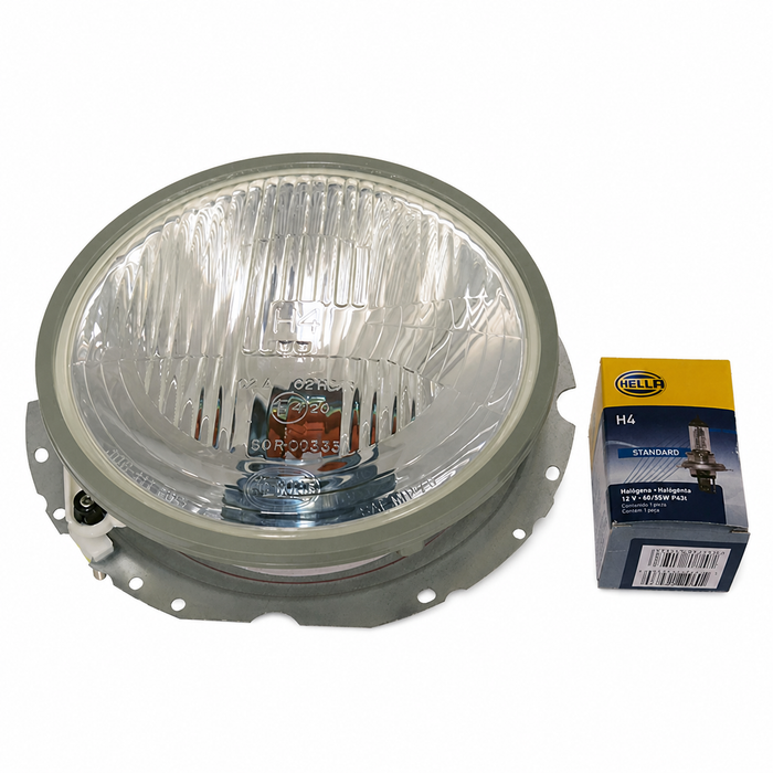 C24-BAA-941-751-AGR - 113941751 - GENUINE VW HELLA - 12 VOLT HELLA HEADLIGHT ASSEMBLY WITH HALOGEN BULB - LIMITED SUPPLY - MAY BE NLA - BEETLE 67-79 - BUS 68-79 - TYPE-3 64-73 - THING 69-79 - WILL NOT FIT KARMANN GHIA - SOLD EACH