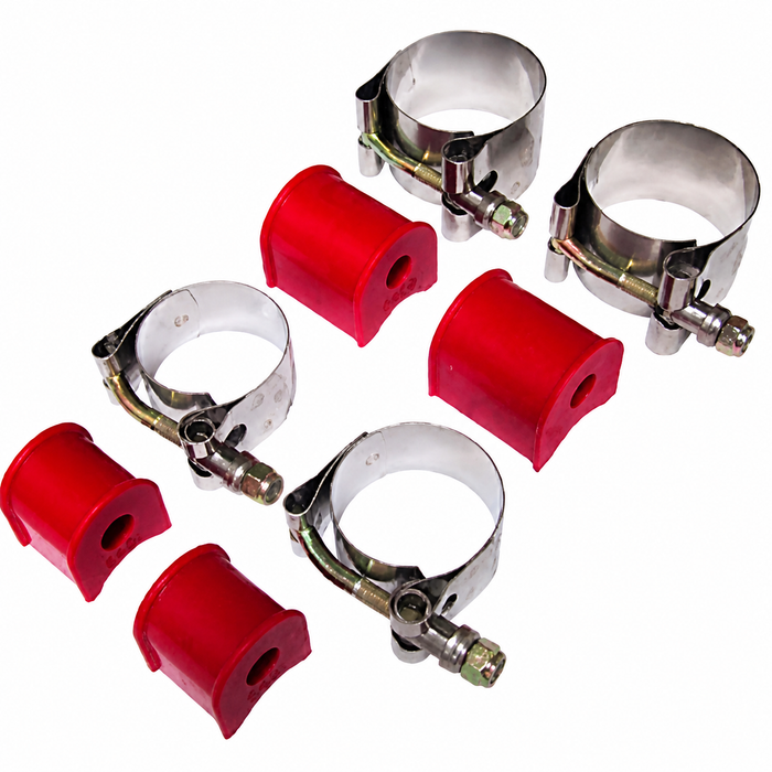 C26-401-140-KIT - HEAVY-DUTY STAINLESS STEEL SWAY BAR CLAMPS & BUSHING KIT - ALL BEETLE OR GHIA KING-LINK OR BALL-JOINT FRONT ENDS (8 PIECES) FOR STOCK DIA. SWAY BAR