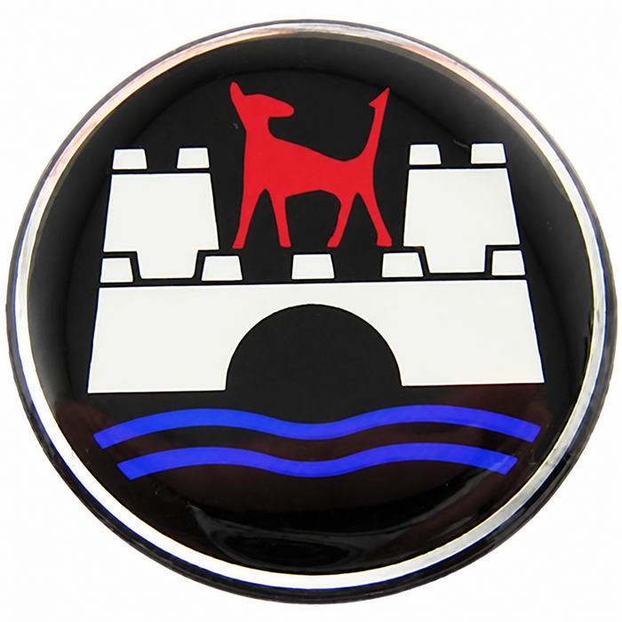 C26-601-581-4 - SET OF 4 - ROUND CASTLE LOGO EMBLEMS - FIT 857-003L & 857-013L BELTS - 45MM / 1-5/8 INCH DIAMETER - SOLD SET OF 4