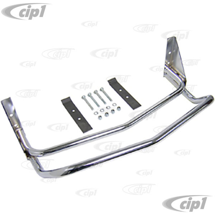 C26-707-150 - 3108 - CHROME TUBULAR MANX STYLE BODY AND BAJA BUG FRONT BUMPER WITH MOUNTING HARDWARE - FITS ALL KING-LINK PIN FRONT BEAMS - SOLD KIT