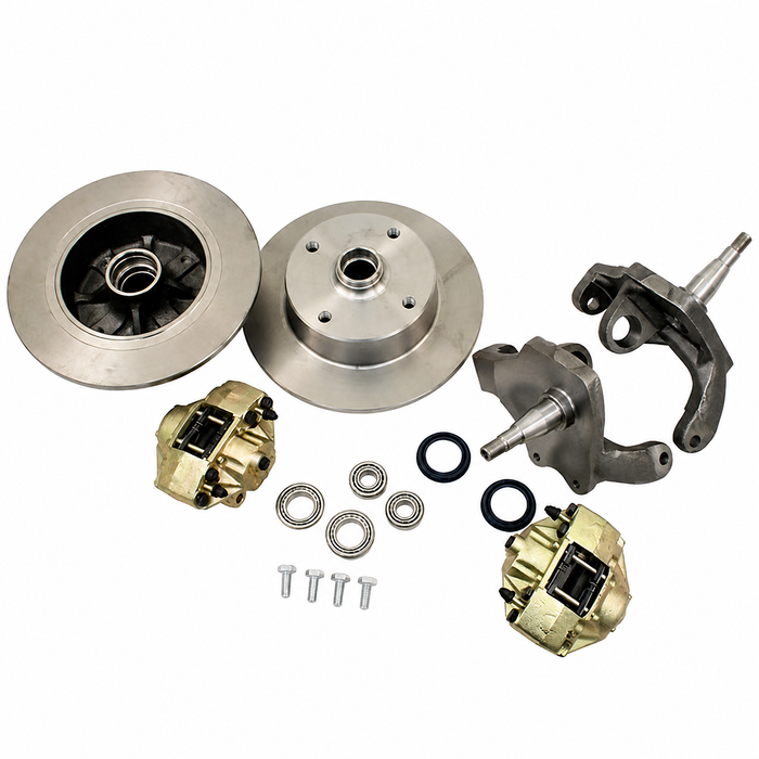 ACC-C10-4121 - DELUXE BALL-JOINT DISC BRAKE KIT WITH DROPPED OR STOCK SPINDLES - GERMAN W/BRG INCLUDED (SIMILAR TO EMPI 22-2886) - STANDARD BEETLE 66-77 / GHIA 66-74 - SOLD KIT