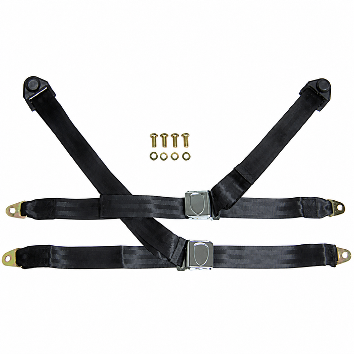 C26-857-013WC - 3 POINT SEAT BELTS WITH SHOULD BELT - BLACK FOR FRONT LEFT AND RIGHT - WITH INSERT FOR WOLFCREST EMBLEM - EMBLEM SOLD SEP. - SOLD PAIR