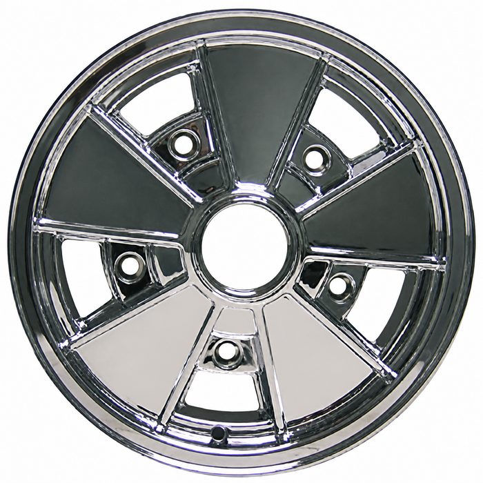 C32-BR3C - FULLY CHROME PLATED BRM REPLICA 5 SPOKE WHEEL - 15 X 4.5 INCH WIDE - WIDE 5 BOLT 205MM - CENTER CAP AND MOUNTING HARDWARE IS SOLD SEPARATELY - SOLD EACH